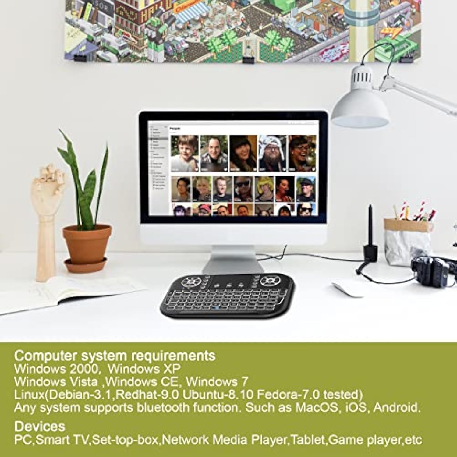 Mini Bluetooth Keyboard, Dual Modes(2.4Ghz/Bluetooth) Wireless Keyboard Controller With Touchpad Mouse Combo,3 Or 7 Colors Rgb Backlit, Portable/Rechargeble, For Computer/Tablet/Mobile Phone/Tv Box