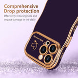 iPhone 14 Pro Max Case for Women, Wave Frame Heart Camera Protection, Dark Purple