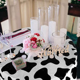3 Pcs Cow Tablecloth Round Print Table Cloths Plastic,84'' Disposable Cow Themed Table Cover For Farm Animal Birthday Party,Picnic,Farmhouse Dining Supplies(Black White)