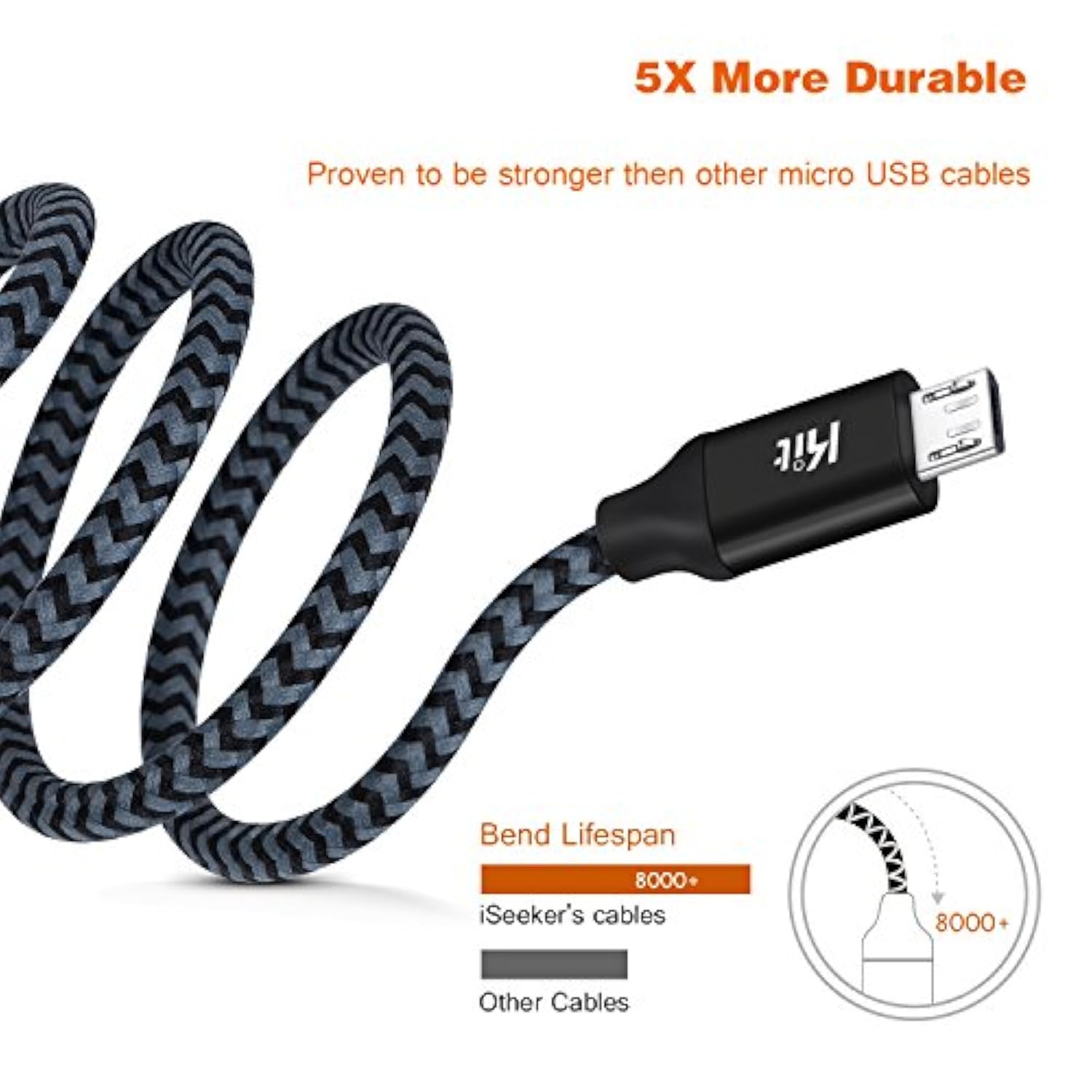 Usb Cable 15Ft Extra Long Braided Micro Usb Charging Cords [2Pack] Compatible For Android/Windows/Ps4 Controller/Samsung Galaxy S7 S6 Plus And More(Black)