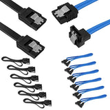 Set Of 12, Straight And 90 Degree Right-Angle Sata Iii Cable 6.0 Gbps With Loc
