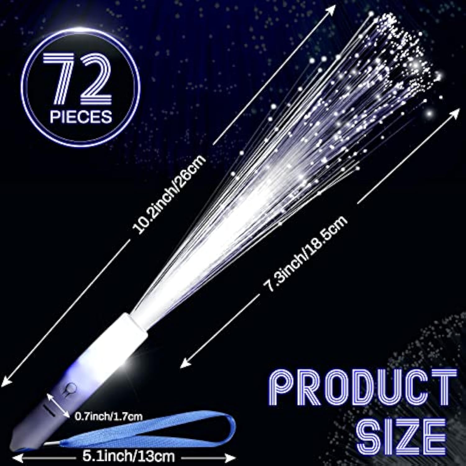 24Pc White Fiber Optic LED Wands 3-Mode Glow Sticks Party Wedding Decor