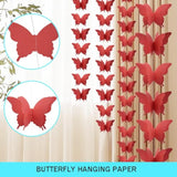 Yosawa 4 Pcs Large Paper Butterfly Banner Hanging Decorative, Curtain Hanging Paper Flower For Halloween Home Ceiling Decor Birthday Party Baby Shower Wedding Showcase Decoration?Zd/Red?