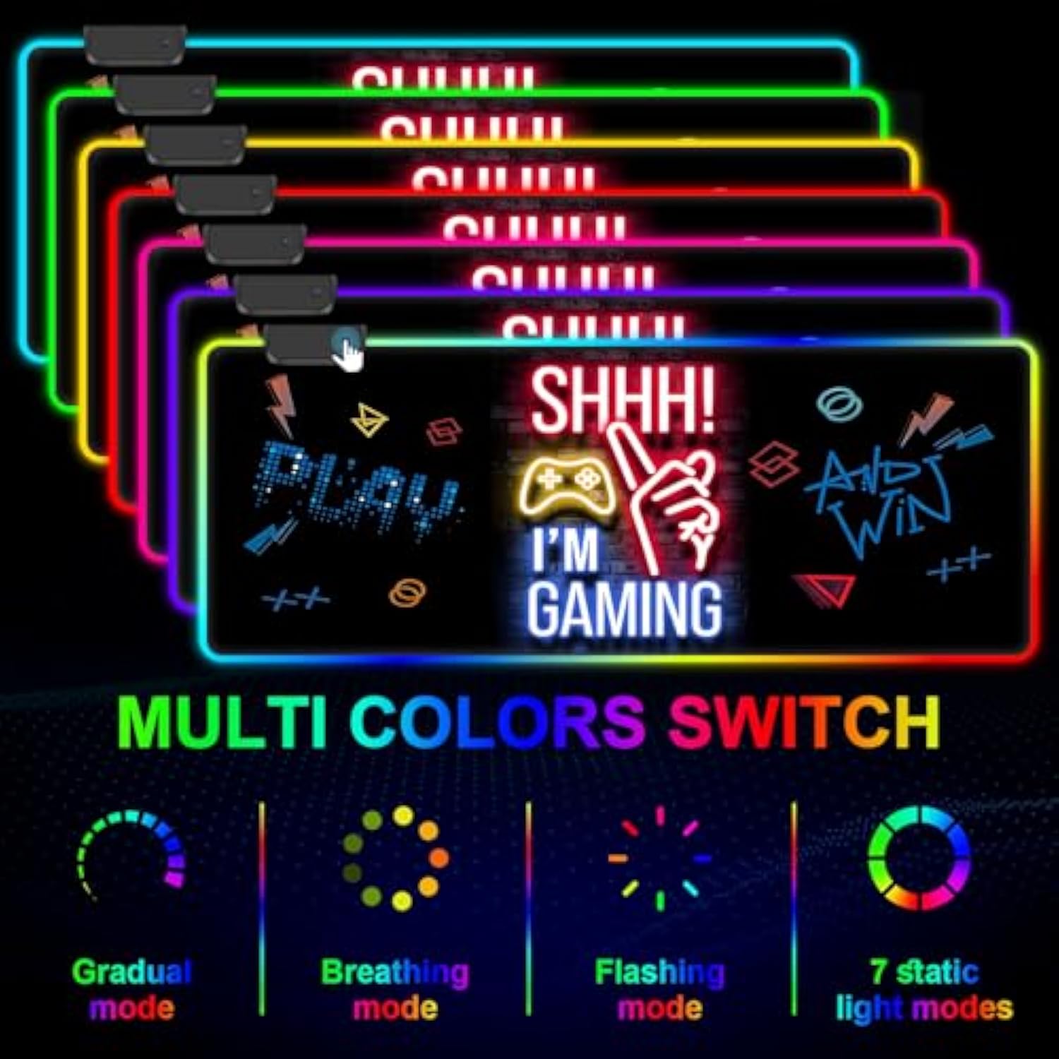 Rgb Gaming Mouse Pad, Large Mousepad With Led Light 13 Light Modes Touch Control Extended Soft Computer Keyboard Mat Pad, Desk Mat With Non-Slip Rubber Base For Macbook, Pc & Laptop(31.5X11.8)