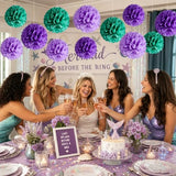 Purple Tissue Paper Pom Poms Flowers for Little Mermaid Theme Birthday Decorations Lavender Girl Teal Party Decorations