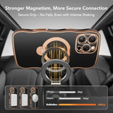 For Iphone 16 Pro Max Case With 360° Spin Magnetic Stand [Compatible With Magsafe][Military Protection][Camera Control Button] Cute Anti-Slip Wave Phone Case For Iphone 16 Promax, Black