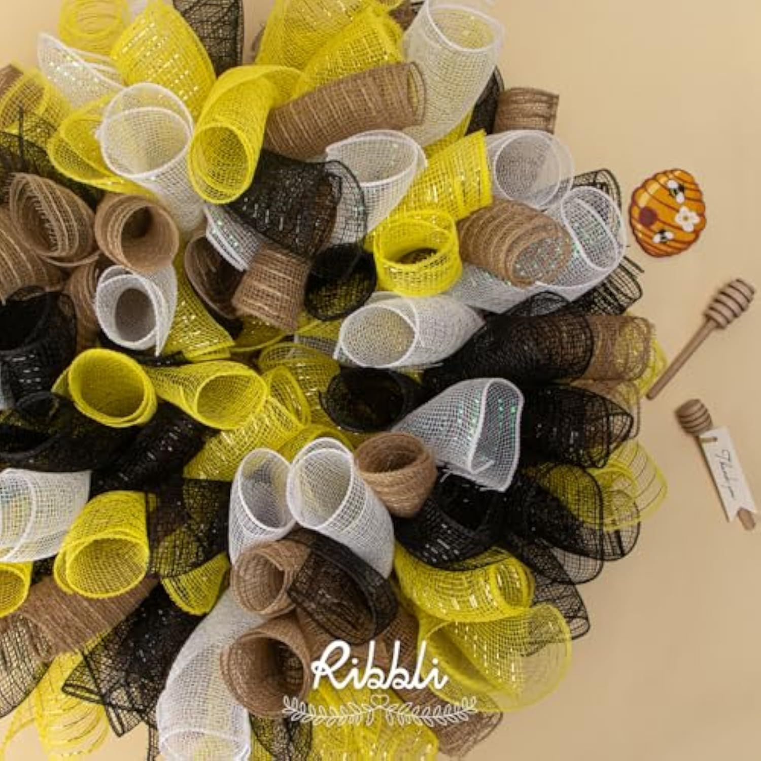 4 Rolls Easter Metallic Mesh Ribbon, Deco Poly Mesh 10 Inch X 30 Feet(