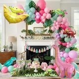 Pink Dino Balloon Garland Arch Kit With Pastel Pink Purple Teal And Foil Dinosaur Balloon For Dinosaur Theme Party Decorations For Girl