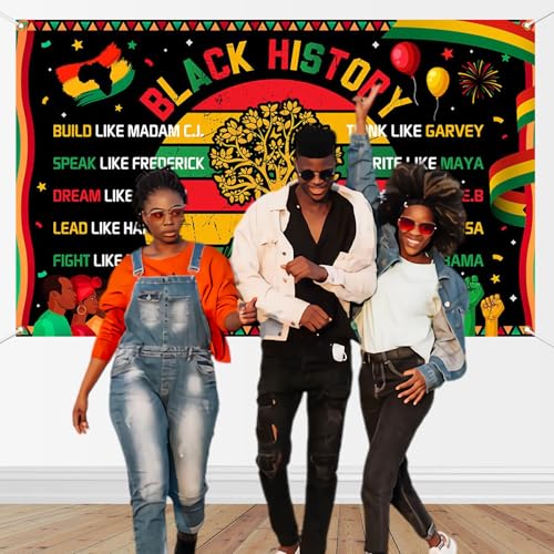 Black History Month Backdrop Banner African American Black History Month Decorations for Classrooms School 70.8 x 43.3 inch Black History Month Photo Backdrop for Photography