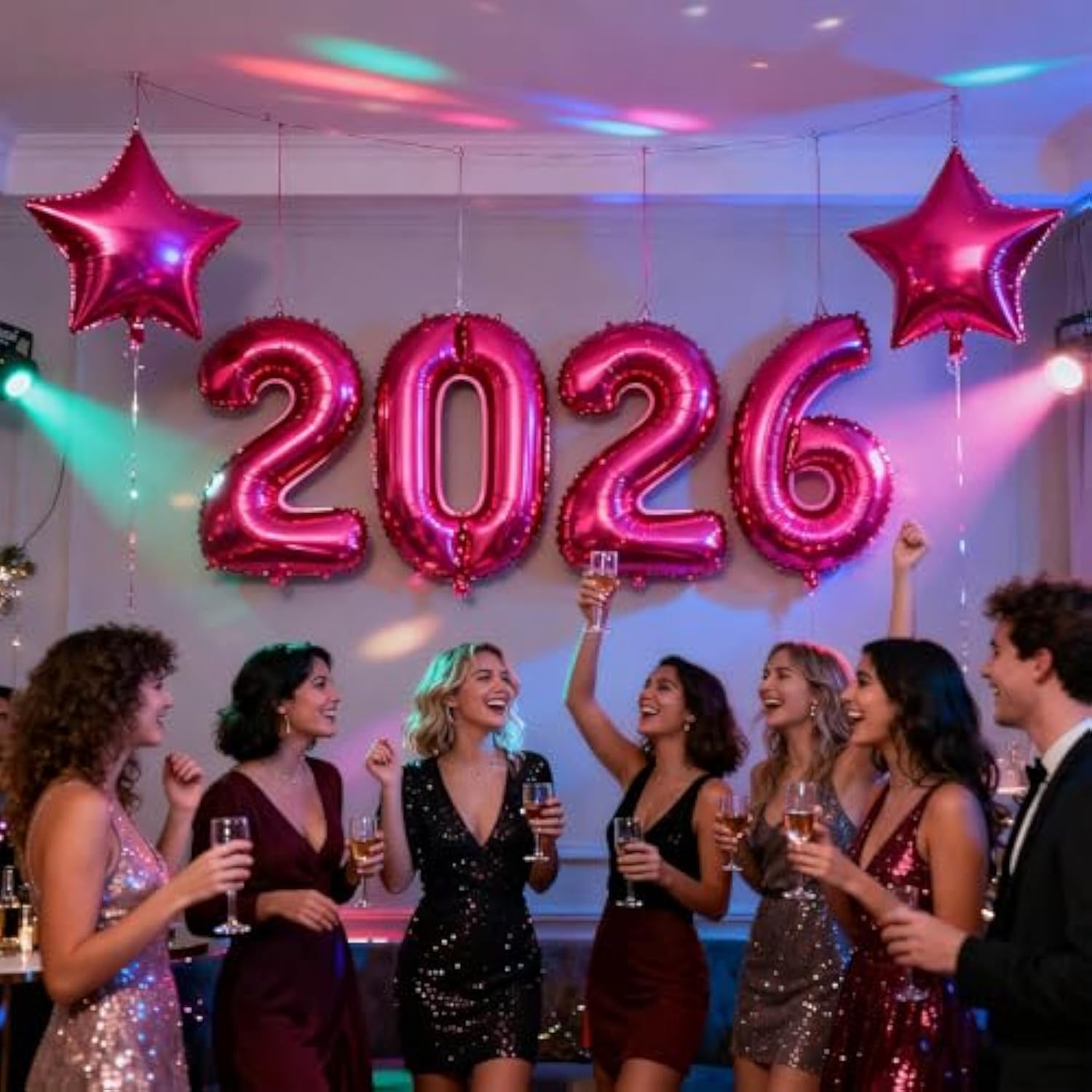 2026 New Year 6pcs Red Number Balloons 40in Party Decor
