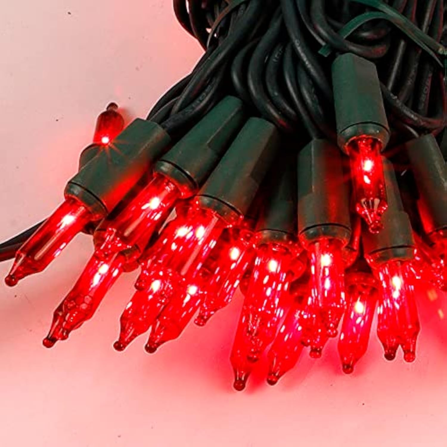 Red Christmas Lights Indoor Outdoor, 33 Ft 150 Count Incandescent Mini String, 120V Ul Certified Green Wire For Xmas Tre