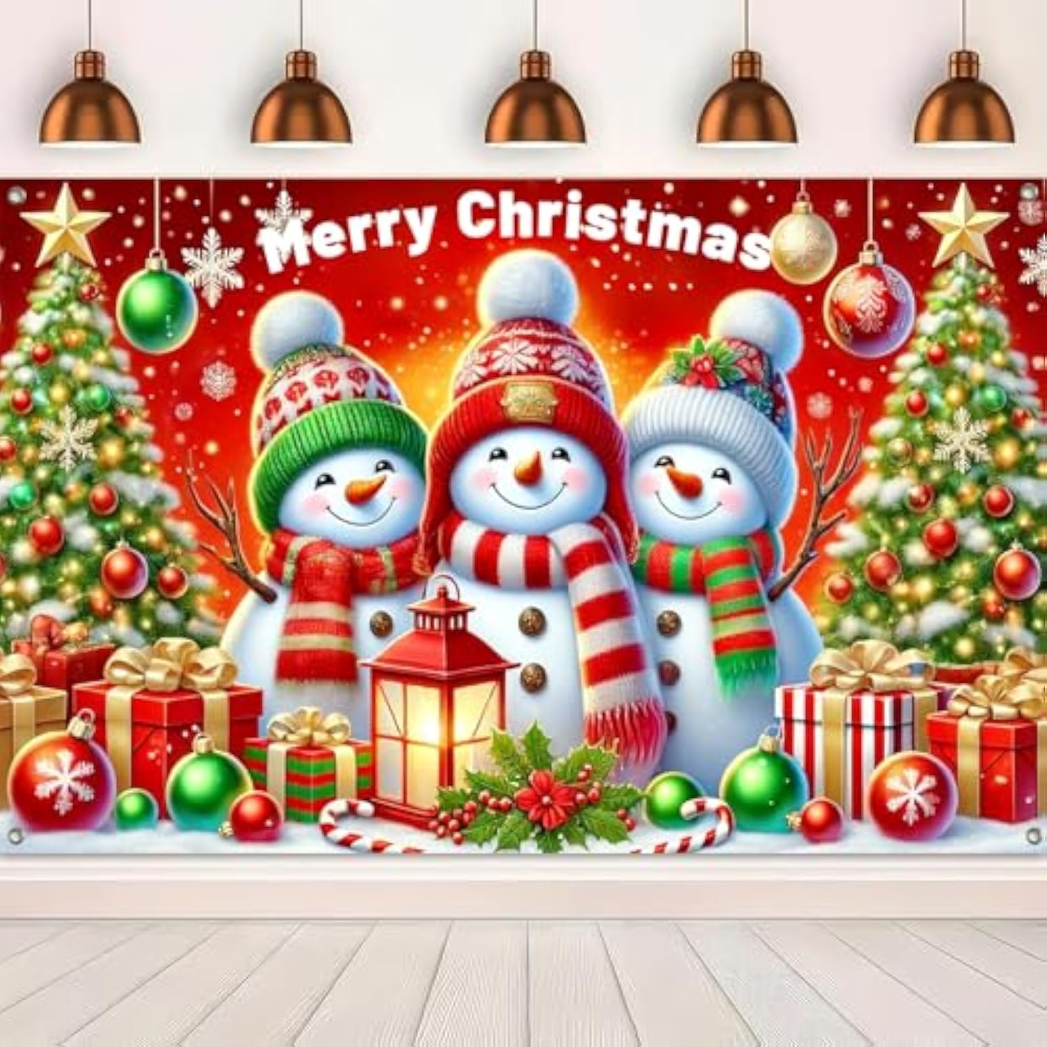 Merry Christmas Snowman Banner 71X43 Inches Christmas Holiday Decor For Home Living Room Bedroom Wall Hanging Festival Party Celebration Decoration Indoor Outdoor Scene