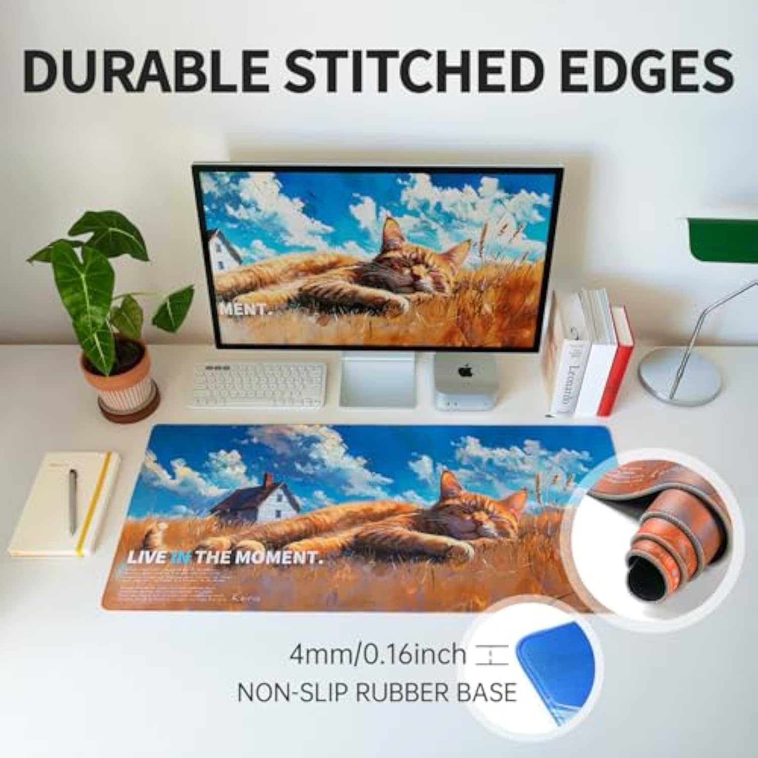 Extra Large Gaming Mouse Pad, Cute Computer Desk Mat, 35.5X15.7 Inches, 4Mm Thick Non-Slip Rubber Base, Water Resistant For Home/Office