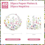 40 Pcs Wildflower Plates And Napkins Party Supplies, Floral Paper Plates Napkins Wildflower Baby Shower Decorations Tableware For Spring Summer Picnic Wedding Birthday Tea Party Serves 20