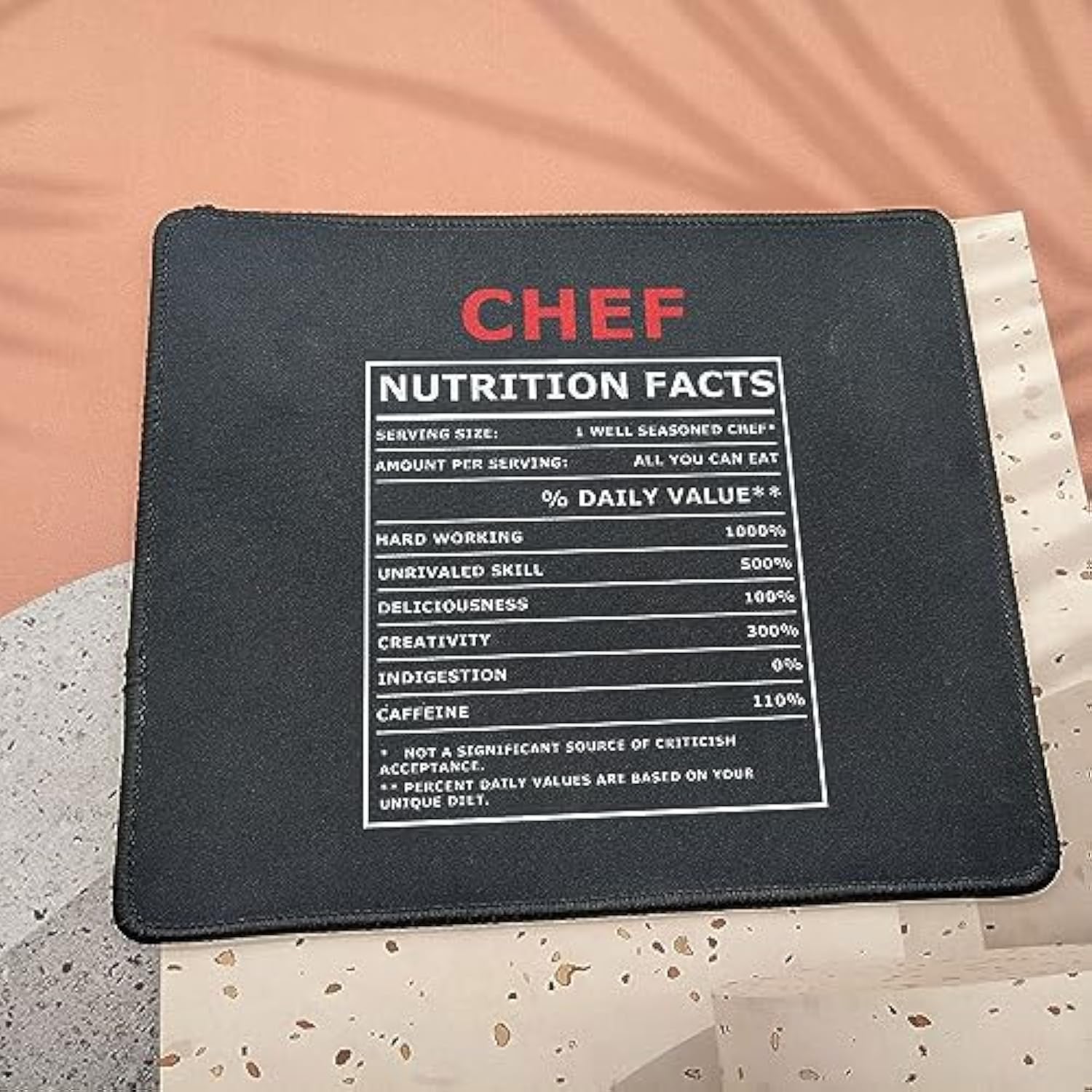 Chef Gifts Chef Nutritional Facts Label Gag Gift Mouse Pad - Funny Gift For Chefs - Culinary School Gift For Men, Women - Mouse Mat 9.5 Inch