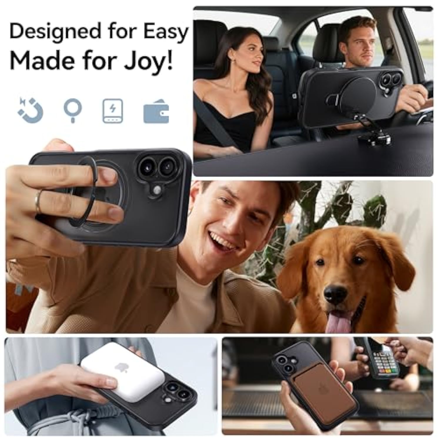 Designed For Iphone 17 Case With Magnetic Invisible Stand [Military Drop Protection] [Compatible With Magsafe] Shockproof Translucent Matte Slim Phone Cover 6.3", Black