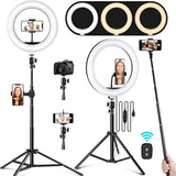 Ring Light With Stand Phone Holder - 10'' Desktop Led Circle For Laptop, Computer, Lighting Kit Gifts Live Streaming Video Webcam Conference Makeup Youtube Tikto Vlog