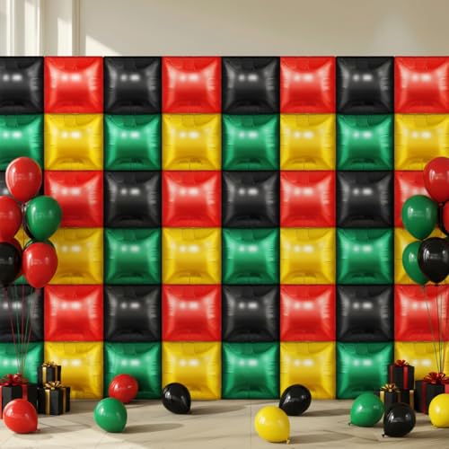 50 Pcs Kwanzaa Decorations 19'' Double Sided Square Foil Balloons