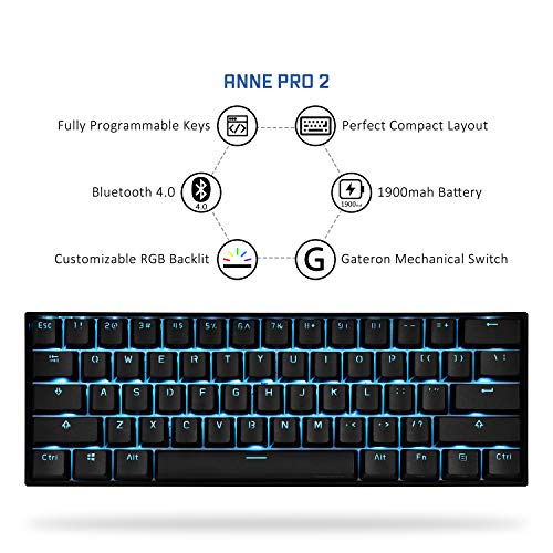 Mechanical Gaming Keyboard 60% True Rgb Backlit - Wired/Wireless Bluetooth 5.0 Pbt Type-C Up To 8 Hours Extended Battery Life, Full Keys Programmable (Gateron Brown, White)
