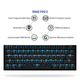 Mechanical Gaming Keyboard 60% True Rgb Backlit - Wired/Wireless Bluetooth 5.0 Pbt Type-C Up To 8 Hours Extended Battery Life, Full Keys Programmable (Gateron Brown, White)