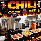 Chili Cook Off Banner 71x24in with 3-Pc Chili Pepper Tablecloth Fiesta Decor