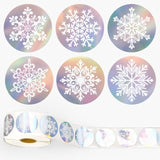 1000Pcs Christmas Snowflake Stickers Roll Holographic Winter Silver Laser Seal Stickers Xmas Waterproof Self-Adhesive Decals For Envelope Journal Decor Party Supplies