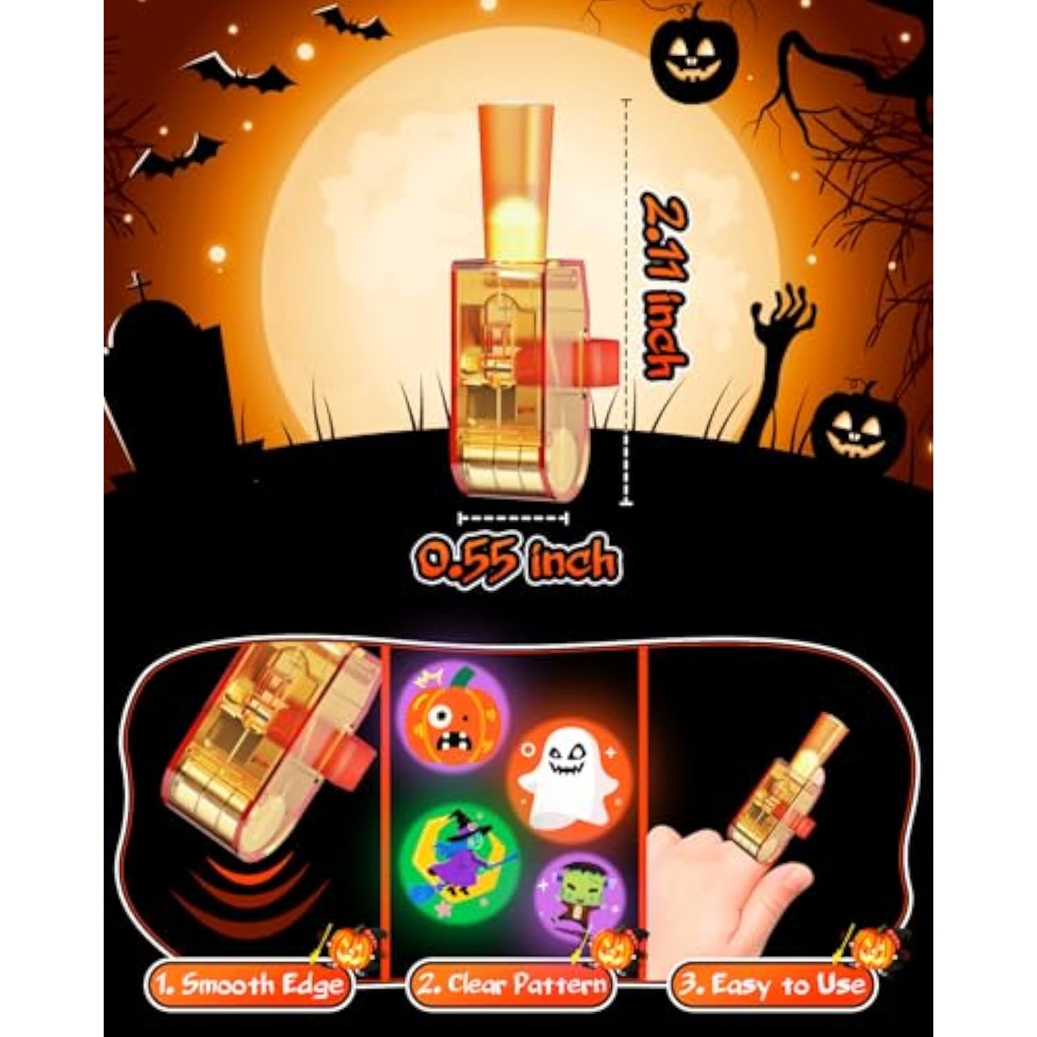 40-Pack Halloween Party Favors with LED Finger Lights and Tattoos