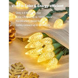 Christmas Lights Outdoor, Faceted C6 17Ft 50 Led String Lights Plug In, Extendable Green Wire Warm White Christmas Strin