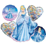 Cinderella Birthday Party 5pc Foil Balloons Bouquet Decorations