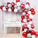 65Pc Burgundy White Gray Balloons 12In Graduation Birthday Party Decor