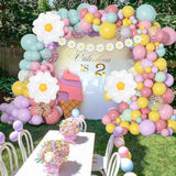 159Pcs Daisy Balloon Garland Arch Kit, Groovy Flower Pastel Balloon Arch Pink Yellow Blue Green Purple Balloons Daisy Banner For Daisy Party Birthday Baby Shower Bridal Wedding