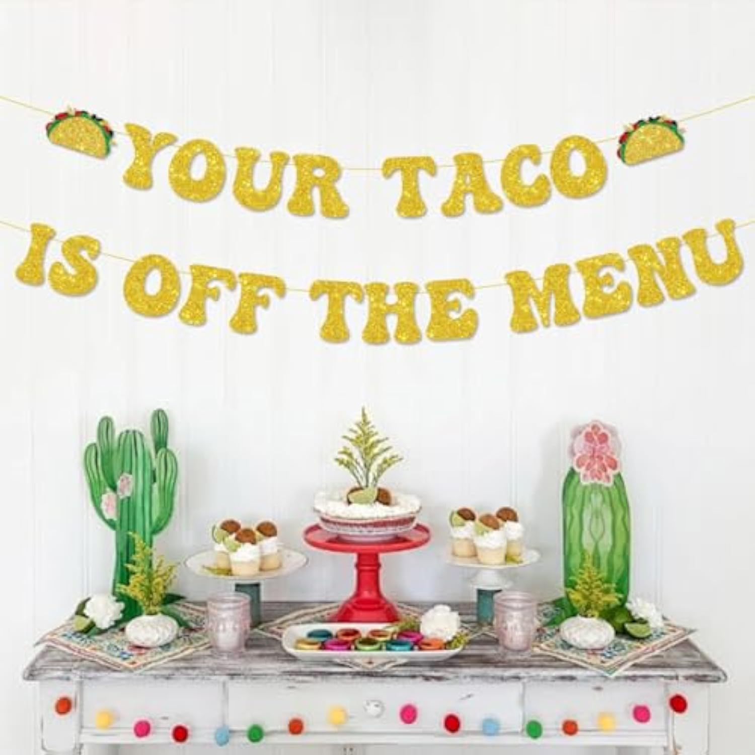 Bachelorette Party Decorations, Your Taco Is Off The Menu Banner Gold Glitter Taco Party Banner For Bridal Shower Bachelorette Party Decoration Supplies