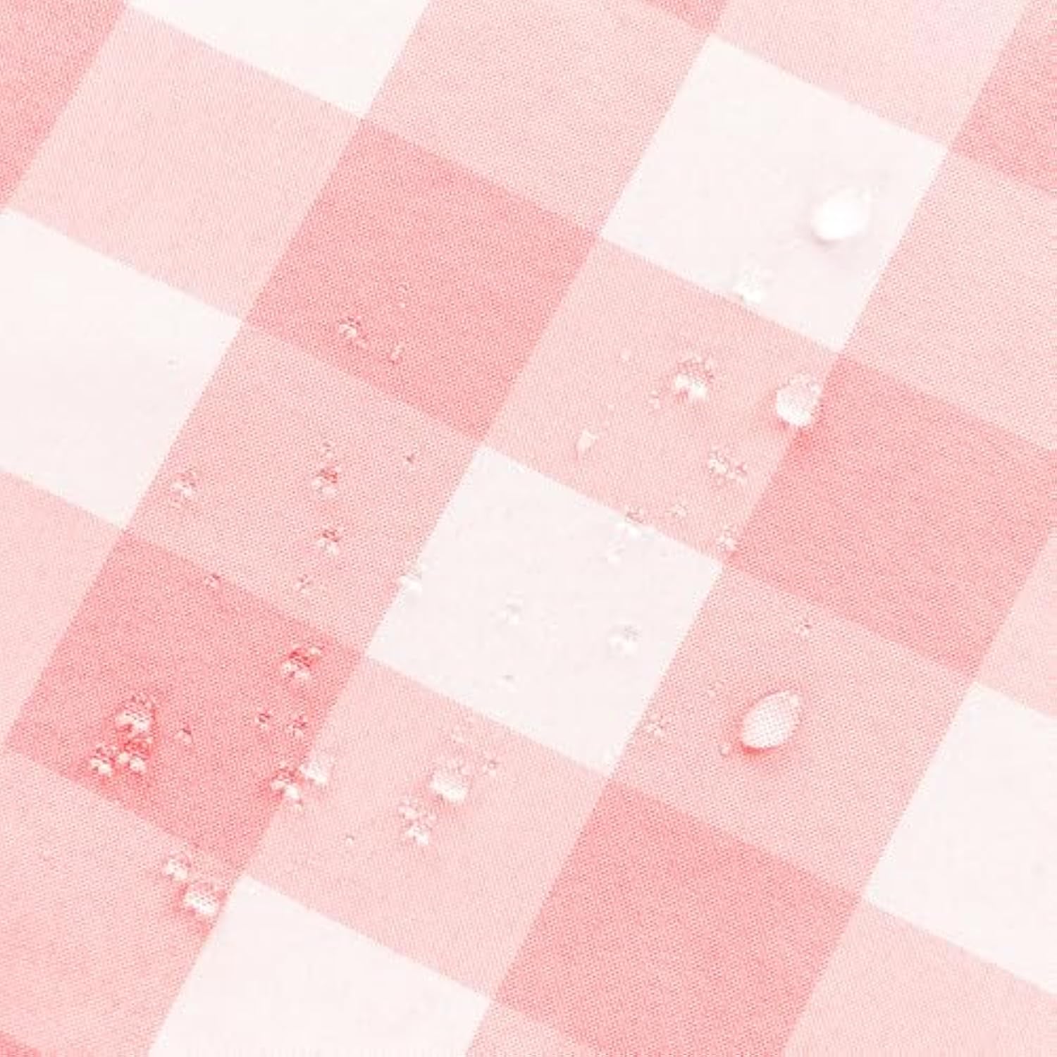 120" Pink & White Checkered Round Tablecloth – Waterproof, Stain-Resistant Fabric for Picnic and Parties