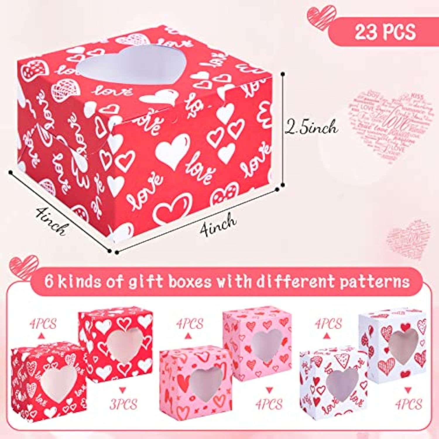 Valentines Bakery Boxes With Window, 23Pcs Heart Shaped Treat Boxes For Valentine'S Day Wedding Party Bakery Supplies Cookie Packing