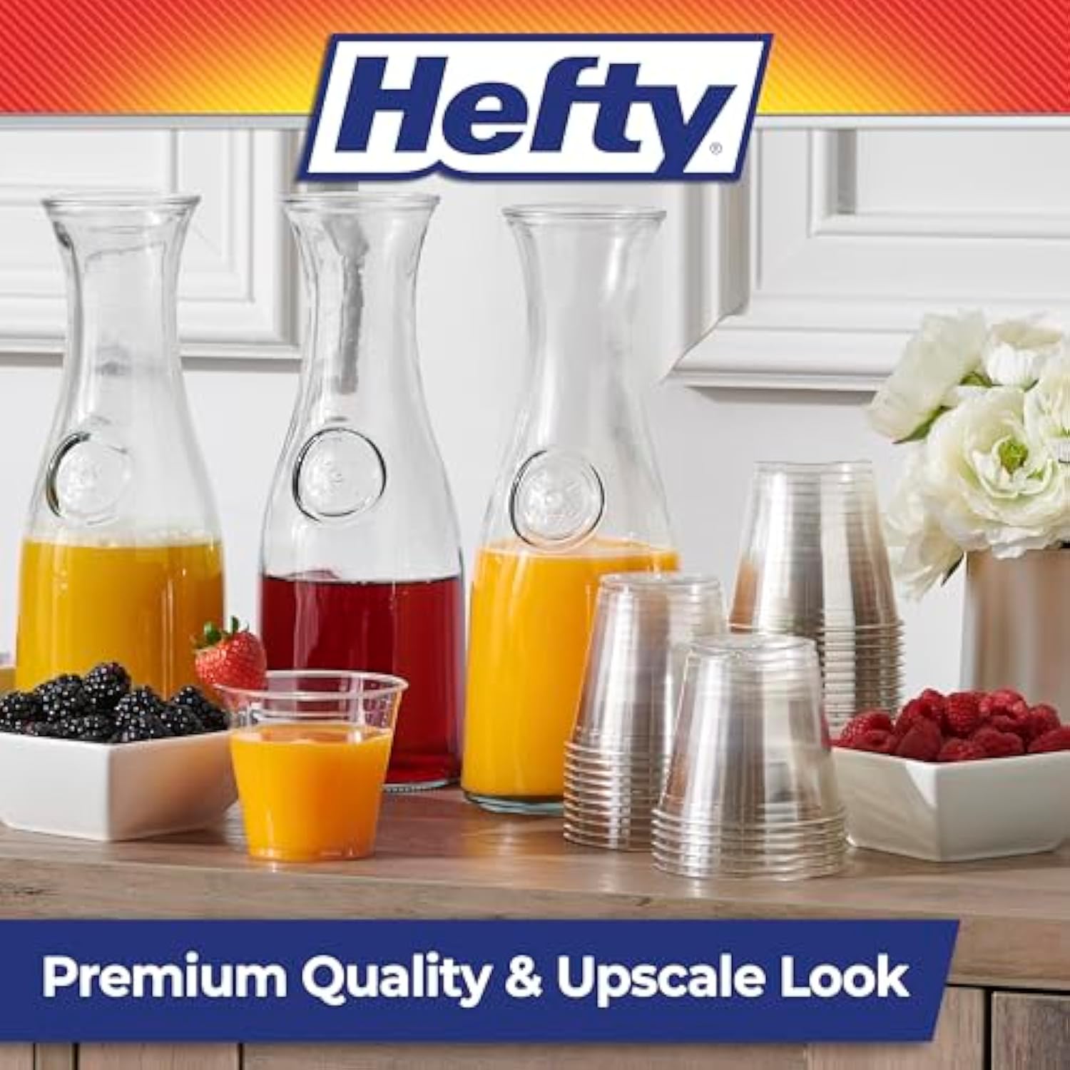 Hefty Party Perfect Clear Plastic Cups, Small Clear Cups for Parties, Wedding Receptions, Birthday Parties, Office Gatherings, and More, Recyclable, 9 Ounce, 40 Count