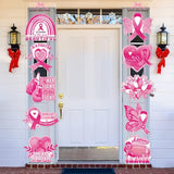 Breast Cancer Awareness Door Banners, Pink Ribbon Porch Signs Decor