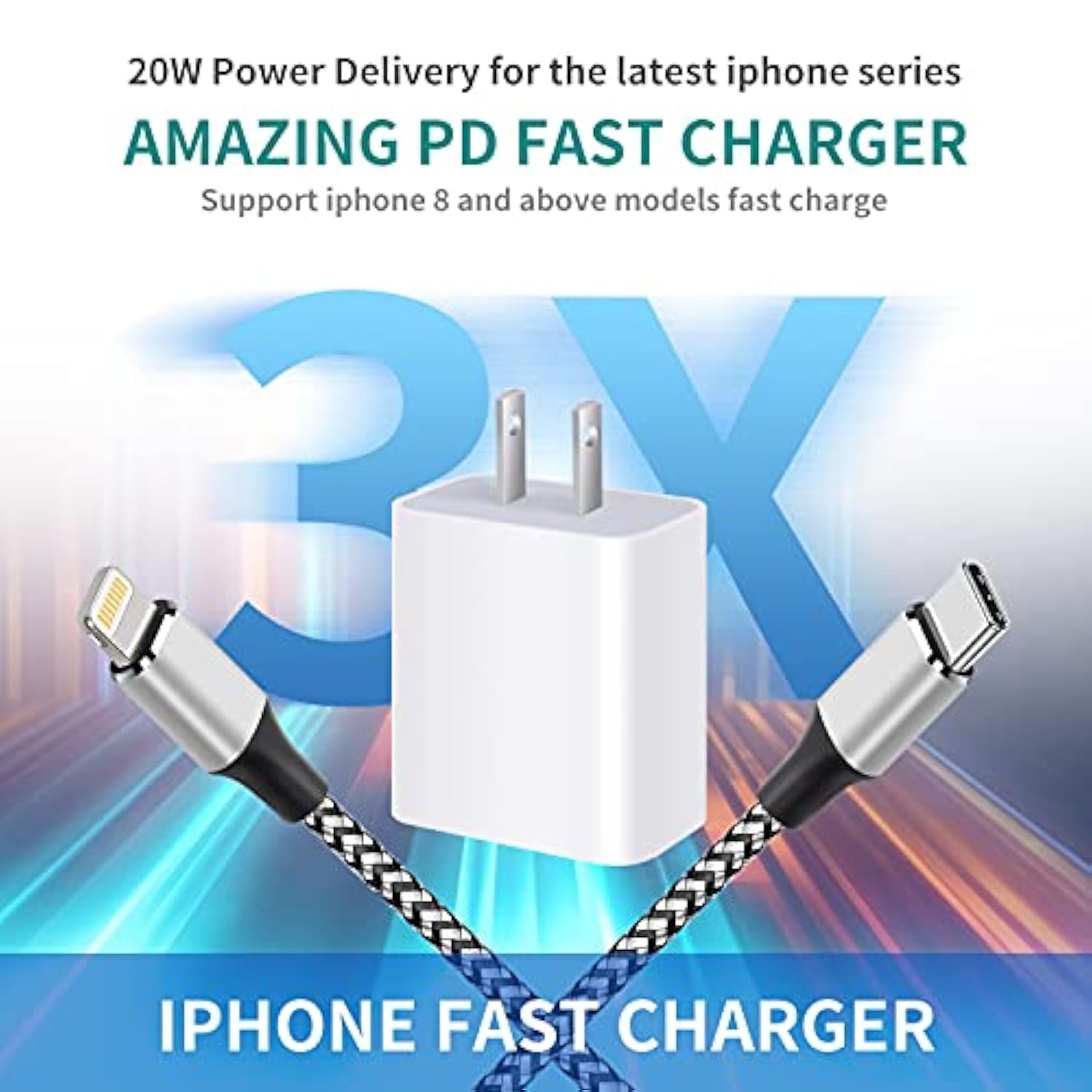 Iphone Charger Fast Charging,?Apple Mfi Certified? 20W Type C Fast Charger Block With 6Ft Usb C To Lightning Cable For Iphone 14/13/13 Pro/12/12 Pro/12 Pro Max/11/Xs Max/Xr/X,Ipad (Silver, 2P)