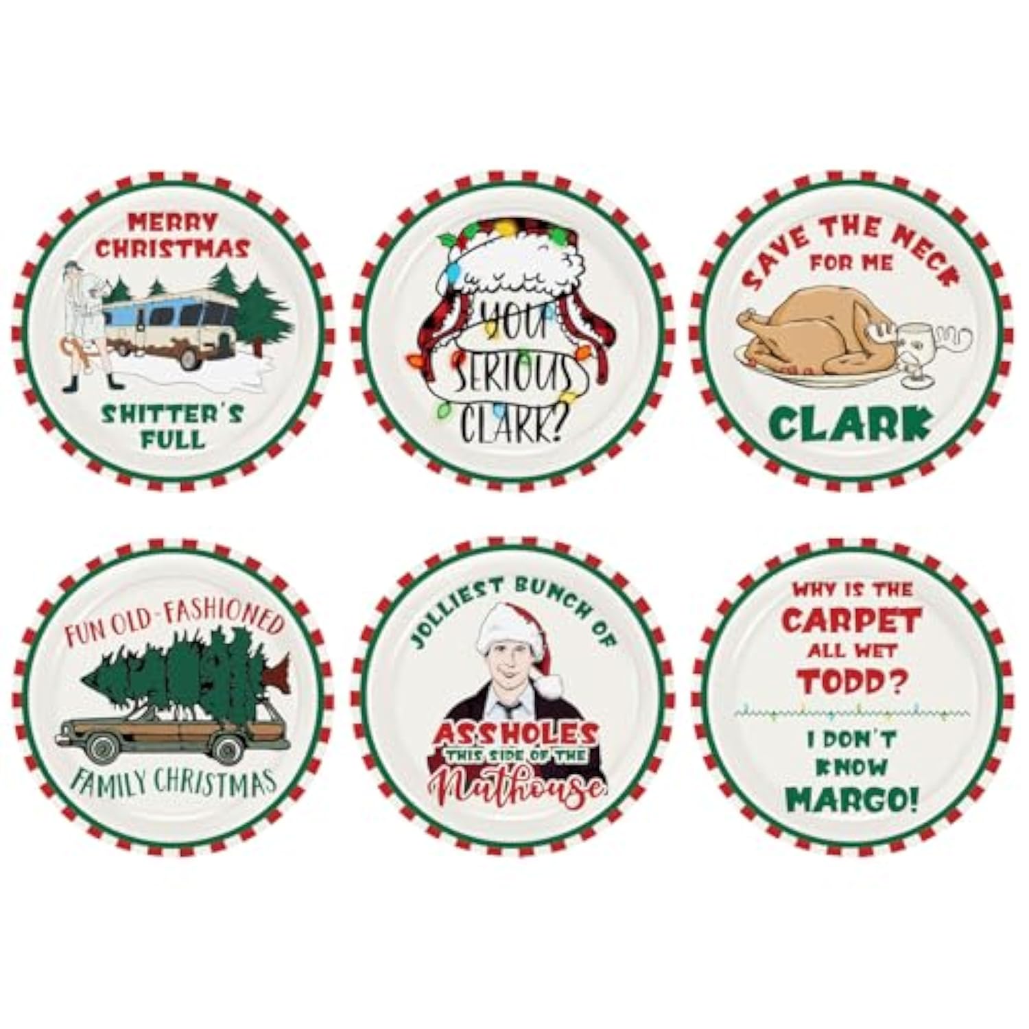 Christmas Vacation Decorations, Funny Holiday Paper Plates, 60 Count Disposable Dinner Plates, Christmas Vacation Merch Gifts Party Decor Supplies, Holiday Dinnerware Table Decorations, 9 Inch