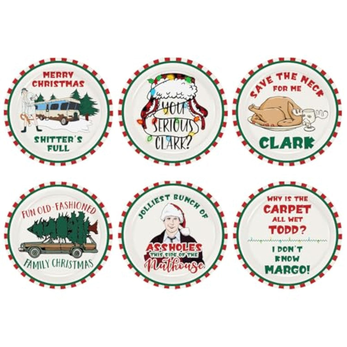 Christmas Vacation Decorations, Funny Holiday Paper Plates, 60 Count Disposable Dinner Plates, Christmas Vacation Merch Gifts Party Decor Supplies, Holiday Dinnerware Table Decorations, 9 Inch