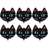 6Pc 25.6" Black Cat Halloween Foil Balloons – Party & Birthday Decorations