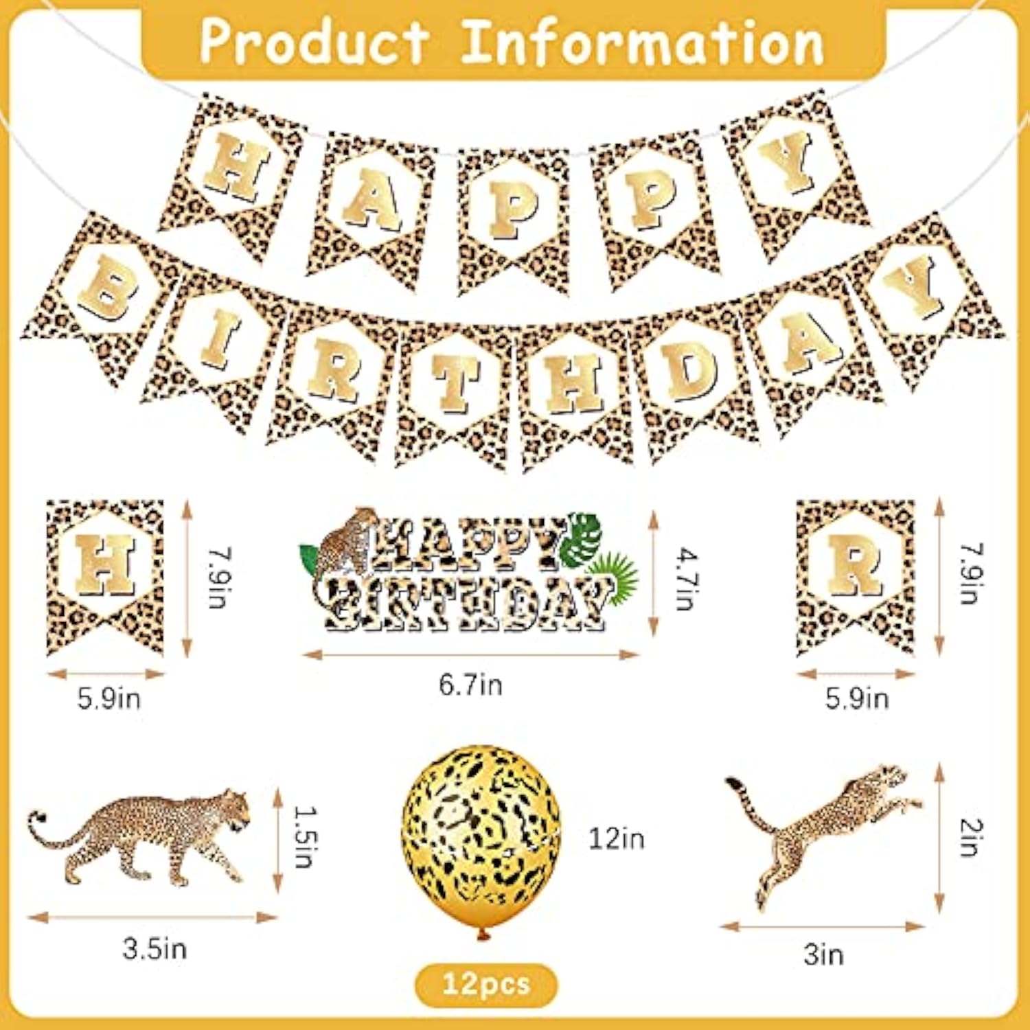 46 Pieces Leopard Banner Cheetah Banner Cheetah Theme Balloons Leopard