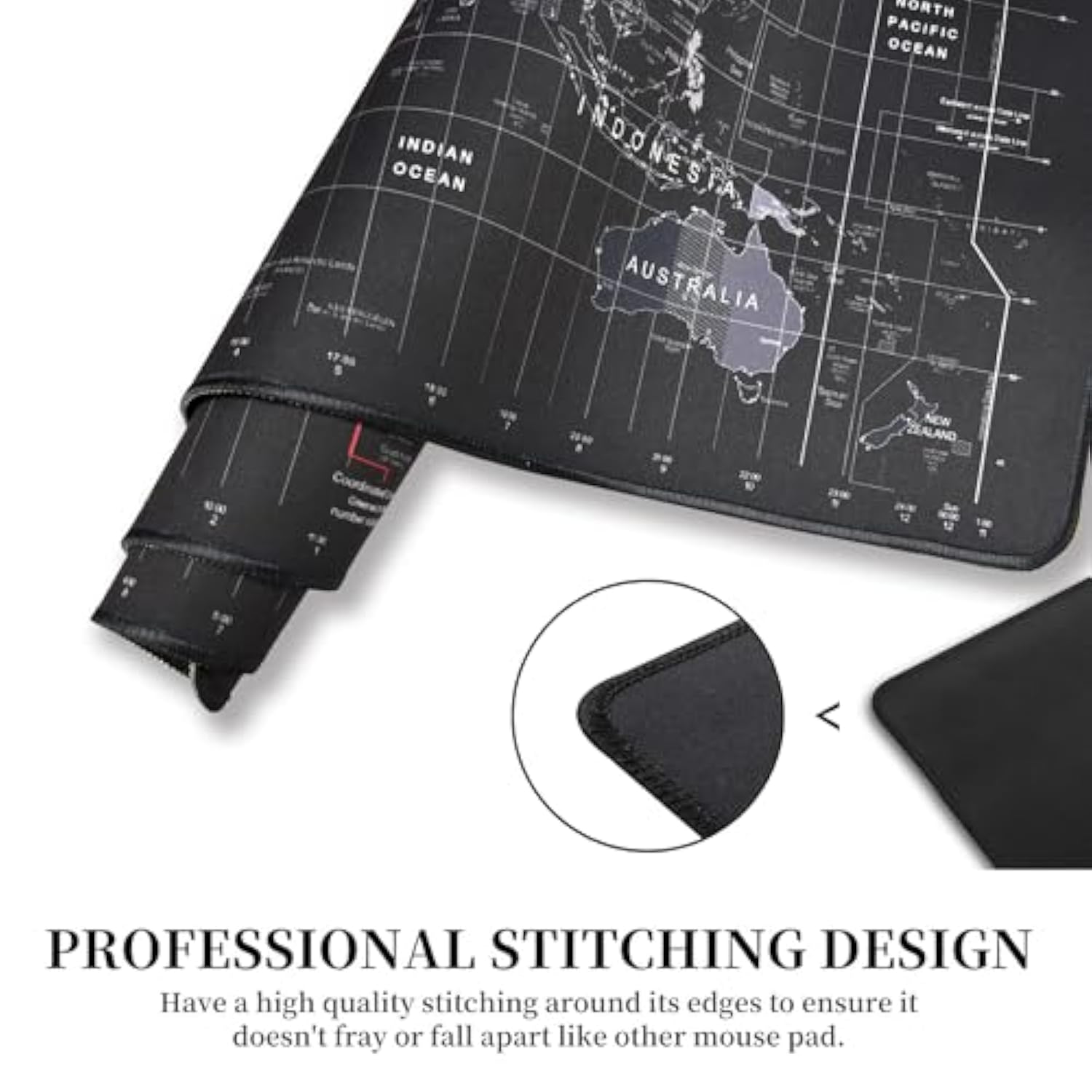 Large Keyboard Gaming Mouse Pad Black World Map Mouse Pad With Anti-Slip Rubber Base, Extended Xxl Long Gaming Mousepad Big Mouse Pads For Desk,31.5 X 11.8 Inch