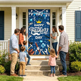 Father's Day Door Cover Banner 70.9" x 35.4", Feliz Día del Padre Front Door Backdrop, Happy Father’s Day Polyester Hanging Decoration for Dad Birthday, Graduation & Retirement Parties