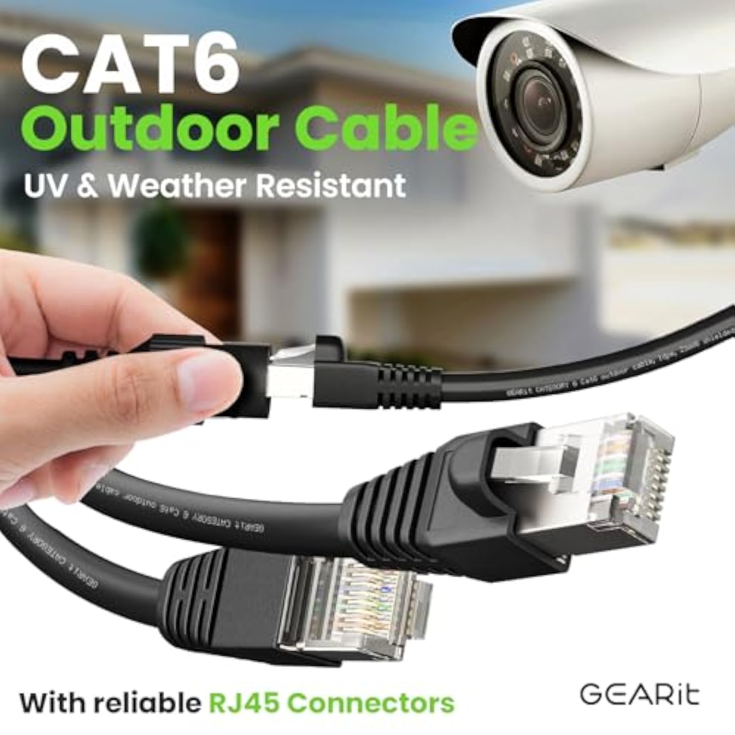 GearIT Cat6 Outdoor Ethernet Cable (200ft) 23AWG Pure Copper, FTP, LLDPE, Wate