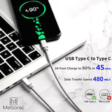 Usb C Cable 2 Pack, Type C To Type C Metal Braided Fast Charge Cable 6.6 Feet