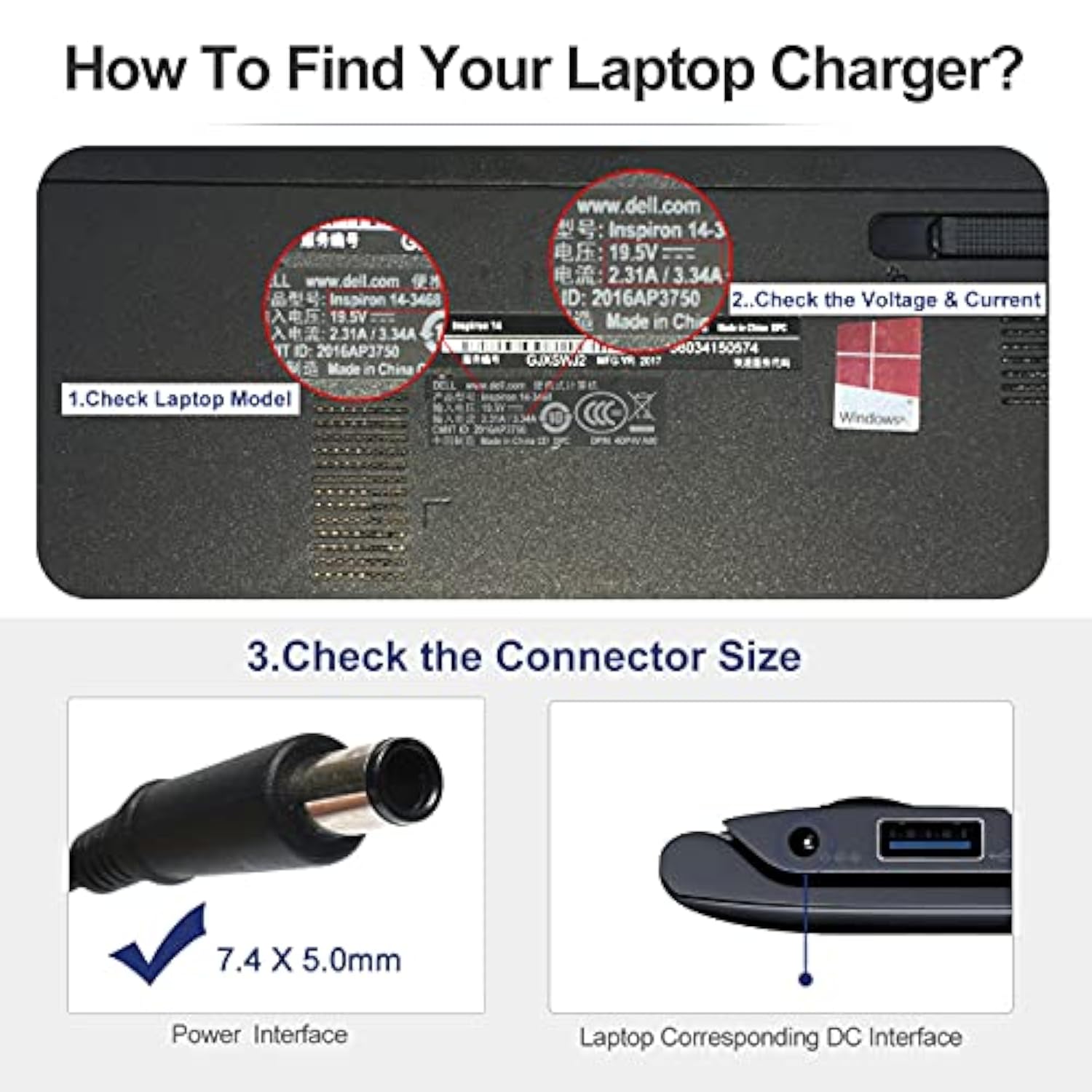19.5V 3.34A 65W Ac Adapter Laptop Charger Replacement For Dell Latitude 3190 3