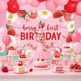 Strawberry Birthday Party Decorations For Girls Sweet One Birthday Decoration Backdrop For Berry First Birthday Party Supplies?5Ft X 3Ft?