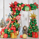 Christmas Balloon Garland Arch Kit, Red Green Gold Christmas Party Decor