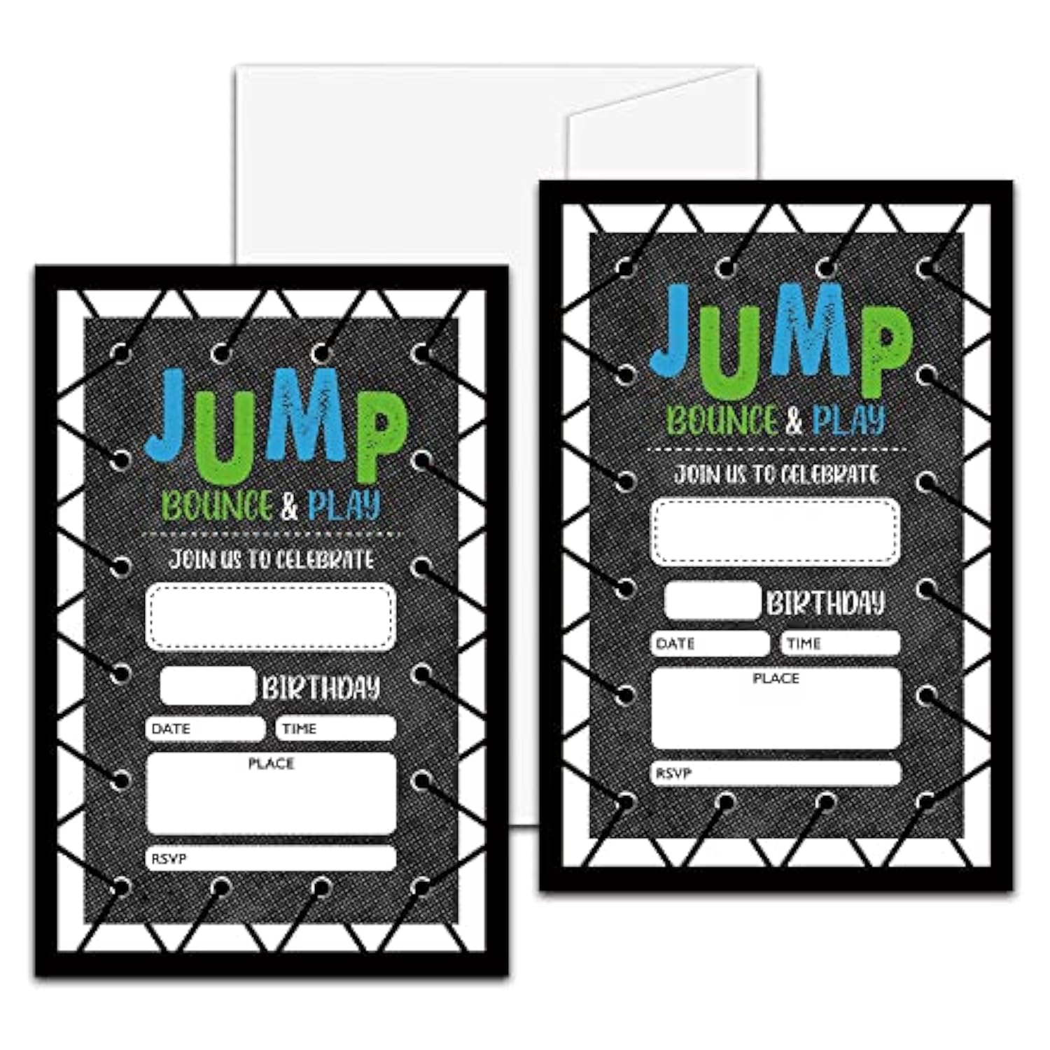 Jump Birthday Party Invitation, Bounce House Themed Fill-In Invites, 20 Invitations With Envelopes For Adults Men & Women (4" X 6"), Trampoline Party Favors Decorations And Supplies -44