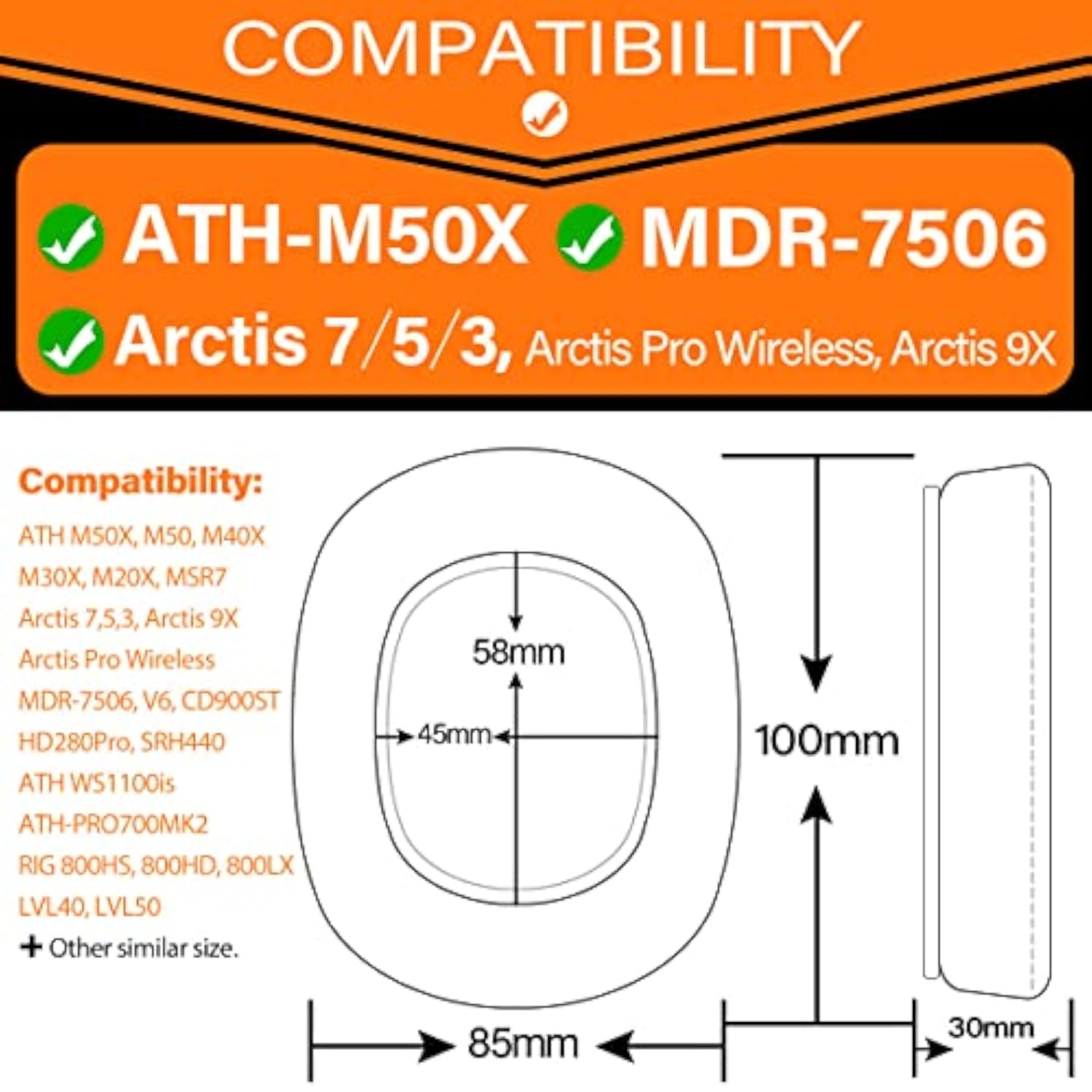 Arctis Pro Thicker Cooling Gel Earpads Compatible With Arctis Pro, Arctis 7/5/3/1, Arctis 9X, Arctis 7X, Arctis 7P, Rig 800 Series, Ath M50X, M40X, Mdr-7506 V6 Headphones (Silky Cool Fabric)